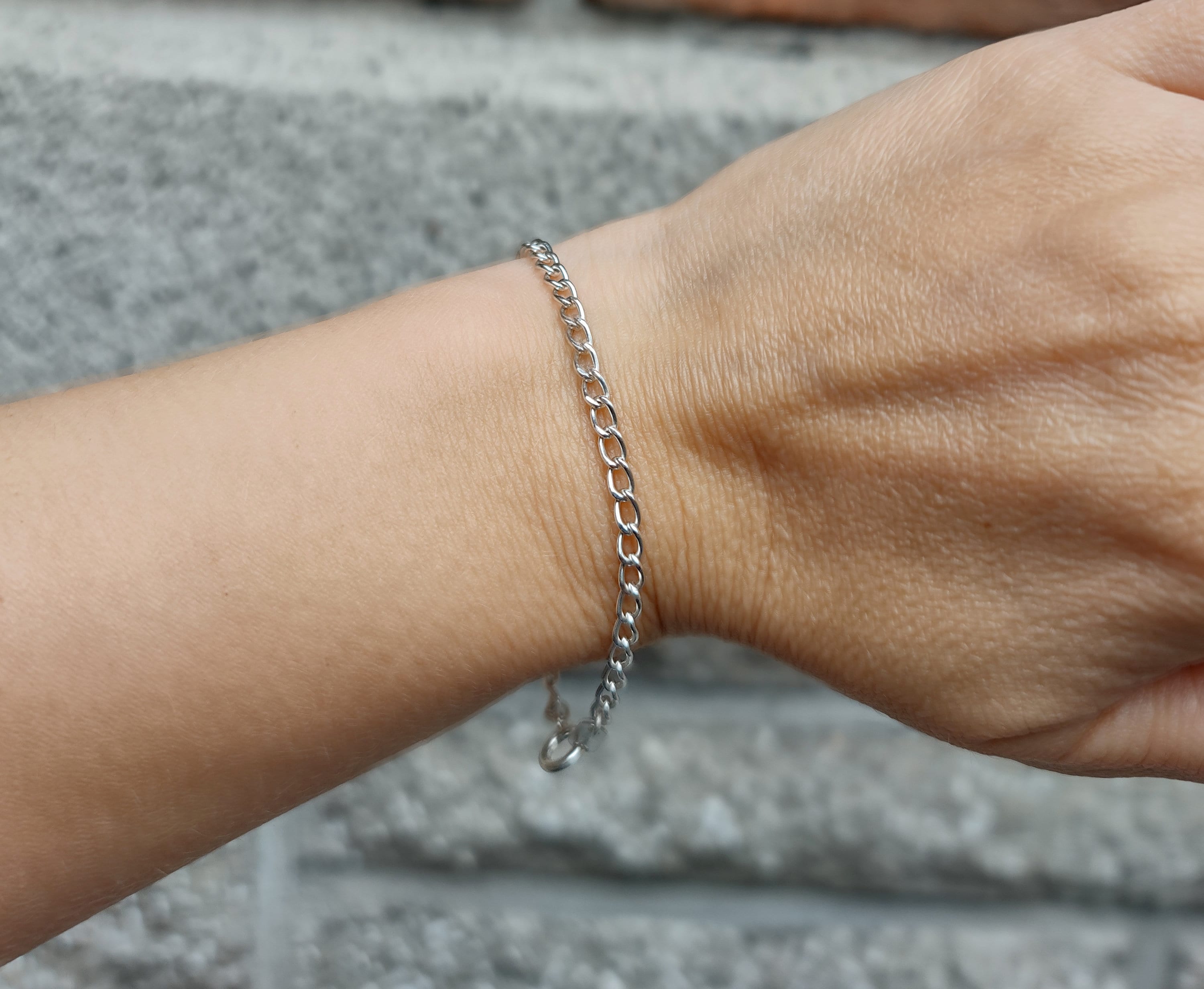 Vintage Chain Link Sterling Silver Bracelet for Women 925 B3b