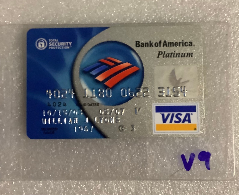 Platinum bank of america credit card exp 07 unsigned etsy