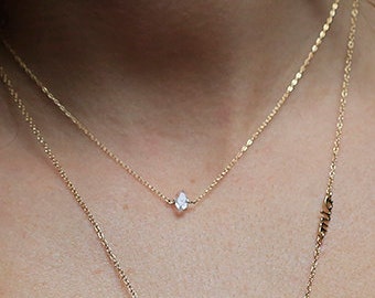 Herkimer diamond necklace, Dainty gold necklace, Petite herkimer necklace, Small gemstone necklace