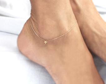 14k Rose Gold Pendant, Anklets For Women, Foot Bracelet, Gift For Women, Beach Jewelry, Silver Anklets, Rose Gold Anklet