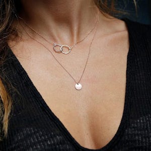 Initial Layered Necklaces • Eternity Circles & Disc • Personalized Necklace • Gold Necklace • Minimalist Jewelry