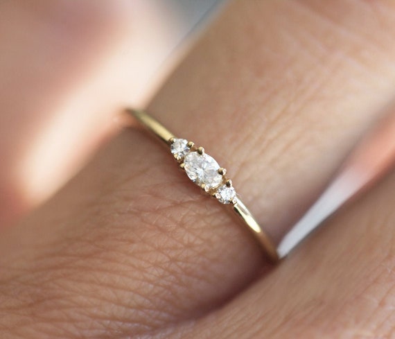 Simple engagement ring, dainty engagement rings for women, minimalist  engagement ring | R 307WD