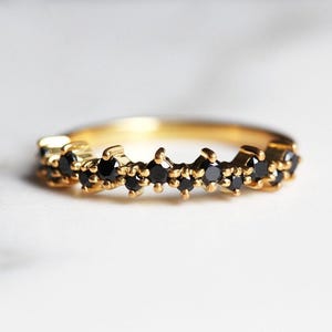 Diamond Stacking Band • Black Diamonds • Solid Gold or Platinum • Half Eternity • Wedding Ring