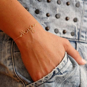 Wire name bracelet, Gold custom lettering bracelet, Personalized bracelet, Dainty rose gold bracelet