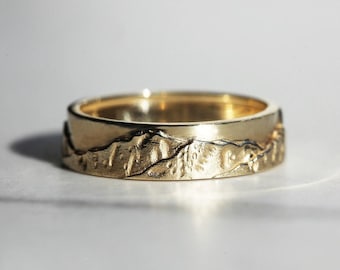 Anillo de senderismo de montaña • Banda delgada • Anillo minimalista de oro/plata • Regalo para cualquier ocasión