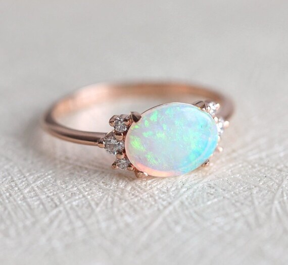 14K Solid Gold & Natural Australian Opal Inlay Designer Ring | Native  American Jewelry