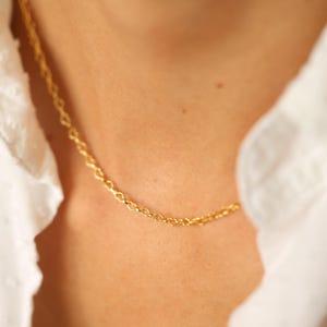 Simple gold heart chain necklace, heart chain link necklace