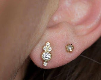 Geometrische Ohrringe, Gold Diamant Ohrstecker, Ohrringe, Rose Gold Ohrring, Silber Ohrringe, Geschenk für ihre Schwester, Tropfenohrring, Goldschmuck
