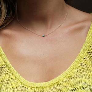 Collar de cuentas turquesa • Cadena delicada • Joyería minimalista • Joyería de oro • Joyería de plata • Collar apilable • Joyería personalizada