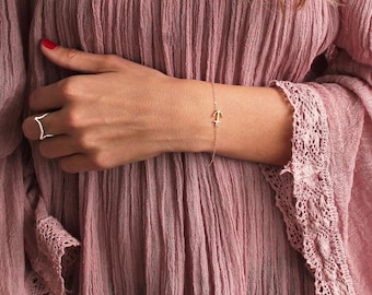 anchor bracelet, Dainty gold bracelet, Anchor bracelet for women, sideways anchor bracelet, women bracelet