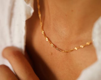 gold singapore chain, Simple dainty necklace for everyday wear