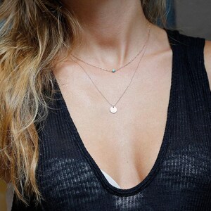 Personalized Disc Necklace Set • Turquoise Layered Necklaces • Gold or Silver • Custom Initial Necklace • Birthday Gift