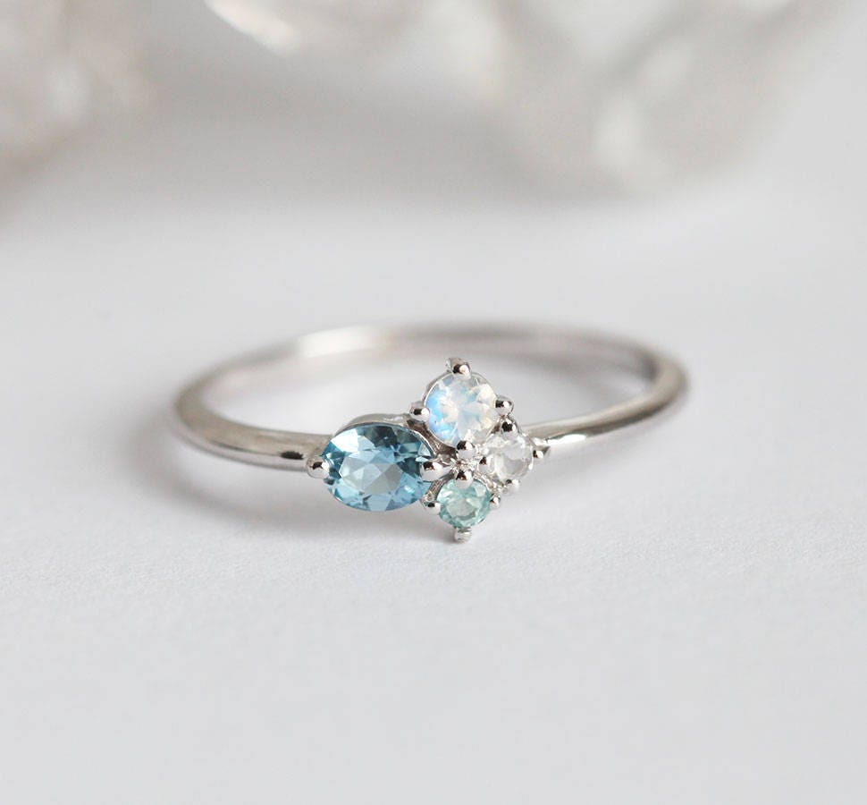 Moonstone and aquamarine ring deals