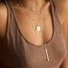 Layered necklace set, Layering necklaces, Gold name necklace, Disc & vertical bar necklace 