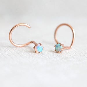 Opal Hoop Earrings, Gold Small Hoops, Ear Jacket Minimalist, Opal Ear Cuff Jewelry, Front Back Earrings, Ear Climber