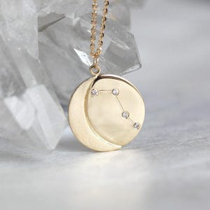 Constellation Necklace, 14k Diamond Zodiac necklace, Star sign pendant, Zodiac sign Jewelry