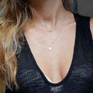 Conjunto de collar con letras personalizadas, collares de turquesa y disco, collar con inicial de disco, collares de oro rosa