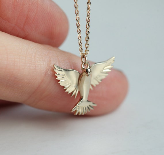 Gold Holy Spirit Necklace, White Dove Necklace, 14k Gold Necklace