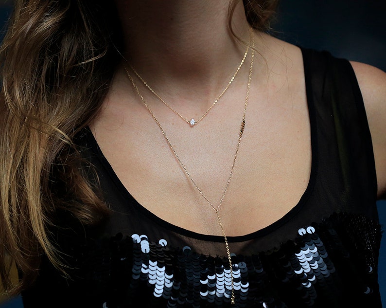 Herkimer diamond necklace, Dainty gold necklace, Petite herkimer necklace, Small gemstone necklace image 1