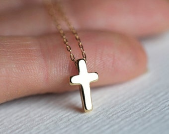 Tiny cross necklace, Gold cross necklace, Small cross necklace, Rose gold necklace, Simple cross necklace