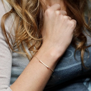 14k gold bar bracelet, Yellow gold filled bar bracelet, Simple rose gold bar bracelet, Dainty bar bracelet