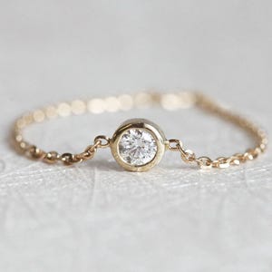 Chain Ring, Diamond Solitaire Ring, Diamond Chain Ring, Yellow Gold Diamond Ring, Rose Gold Diamond Ring, White Gold Diamond Ring, 14k