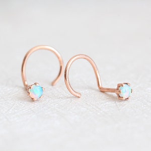 Opal Hoop Earrings, Gold Small Hoops, Ear Jacket Minimalist, Opal Ear Cuff Jewelry, Front Back Earrings, Ear Climber image 4