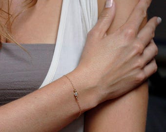 Gold Bracelet • Delicate CZ Diamond Bracelet • Sterling Silver or Gold Filled • Everyday Bracelet • Christmas Gift