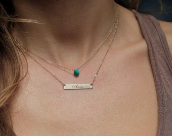 Personalized bar necklace, Engraved bar necklace, Nameplate necklace, Custom lettering necklace