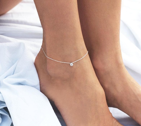 Silver diamante anklet deals