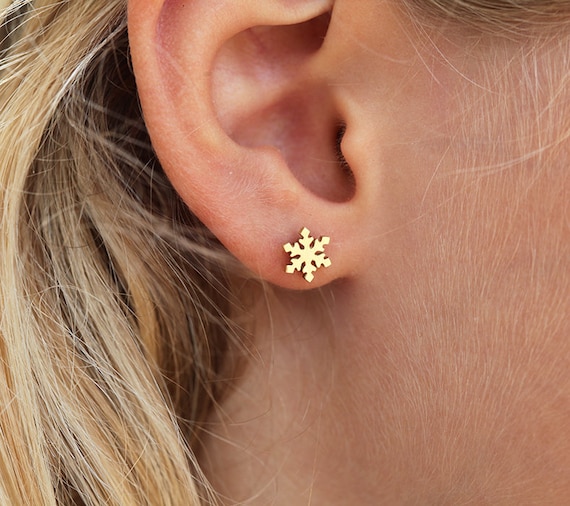 14K Yellow Gold Snowflake Stud Earrings - Walmart.com