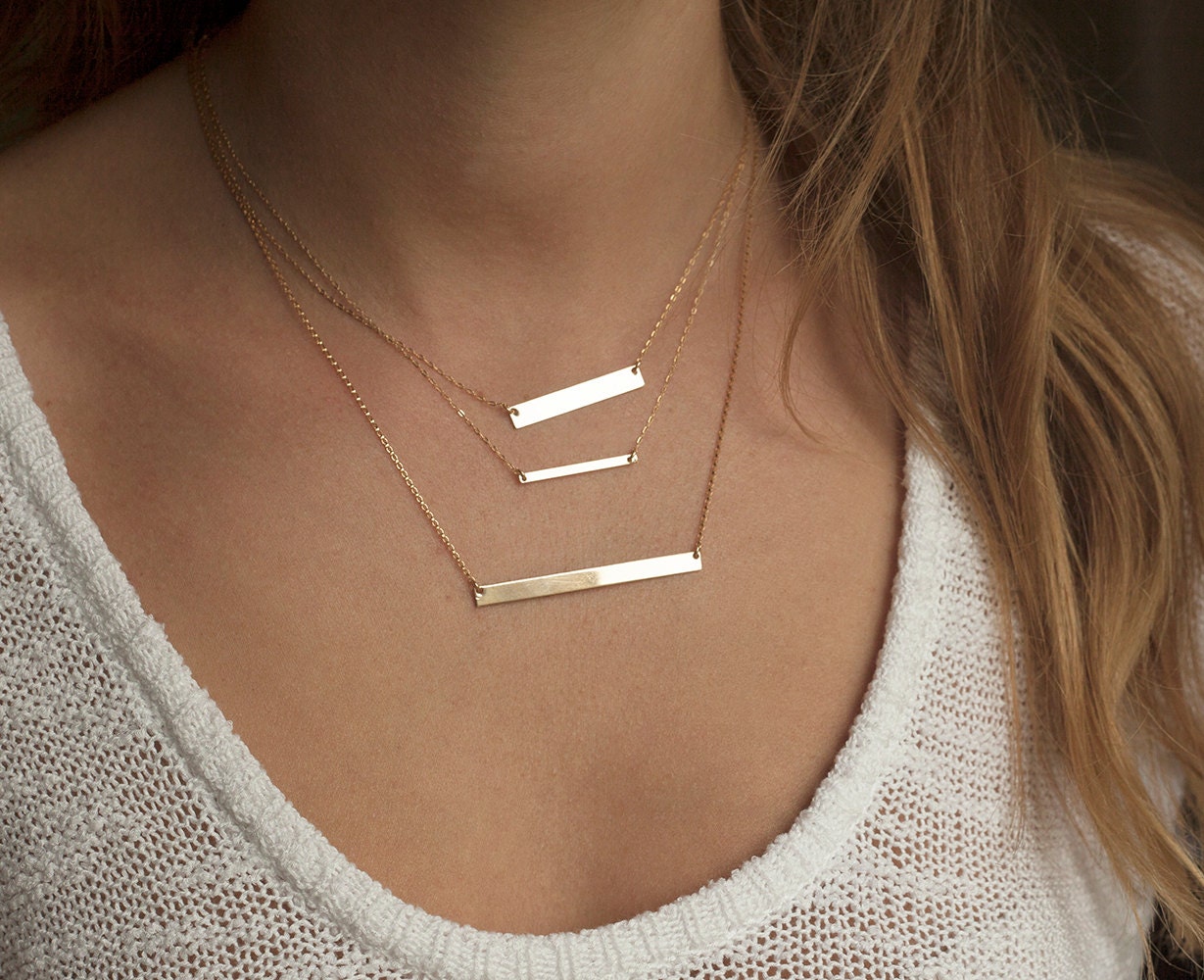 Thin gold bar necklace Clearance