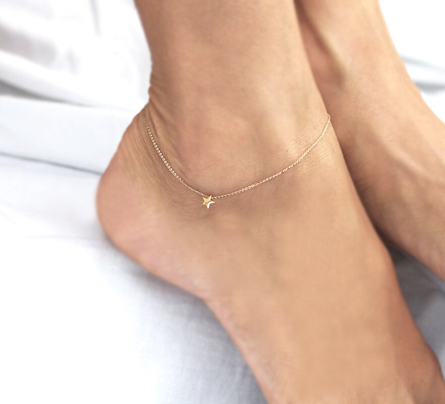14k Rose Gold Pendant Anklets For Women Foot Bracelet Gift Etsy — free download