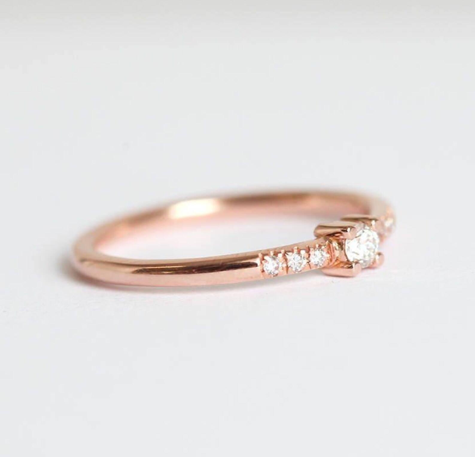 Mini Diamond Rings Tiny Diamond Ring • Mini Engagement Ring • 14k/18k Solid Gold • Dainty ...