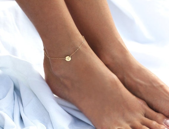 Real gold shop initial anklet