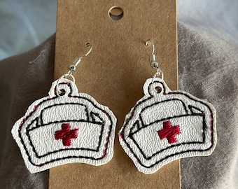 Vinyl Earrings - Nurses Cap