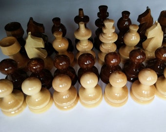 New beaufiful handcraft hazel wood special wooden chess pieces set, King is 2.24 in or 5.7 cm brown