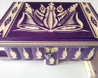 Puzzle box jewelry box magic box new violet wooden mystery box,secret box,tricky box,handcarved wooden box,perfect gift