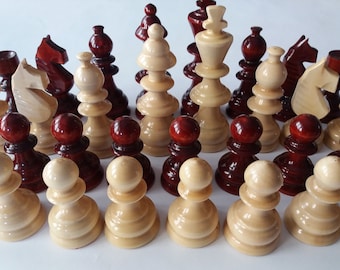 New big huge beautiful special hand spindled wooden chess pieces set,King is 4.52 inch or 11.5 cm red