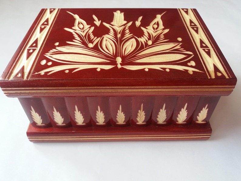 Huge puzzle box,magic box,red carved jewelry box, wizard mystery box,secret box,tricky box,carved wooden box,perfect Valentine's gift image 7