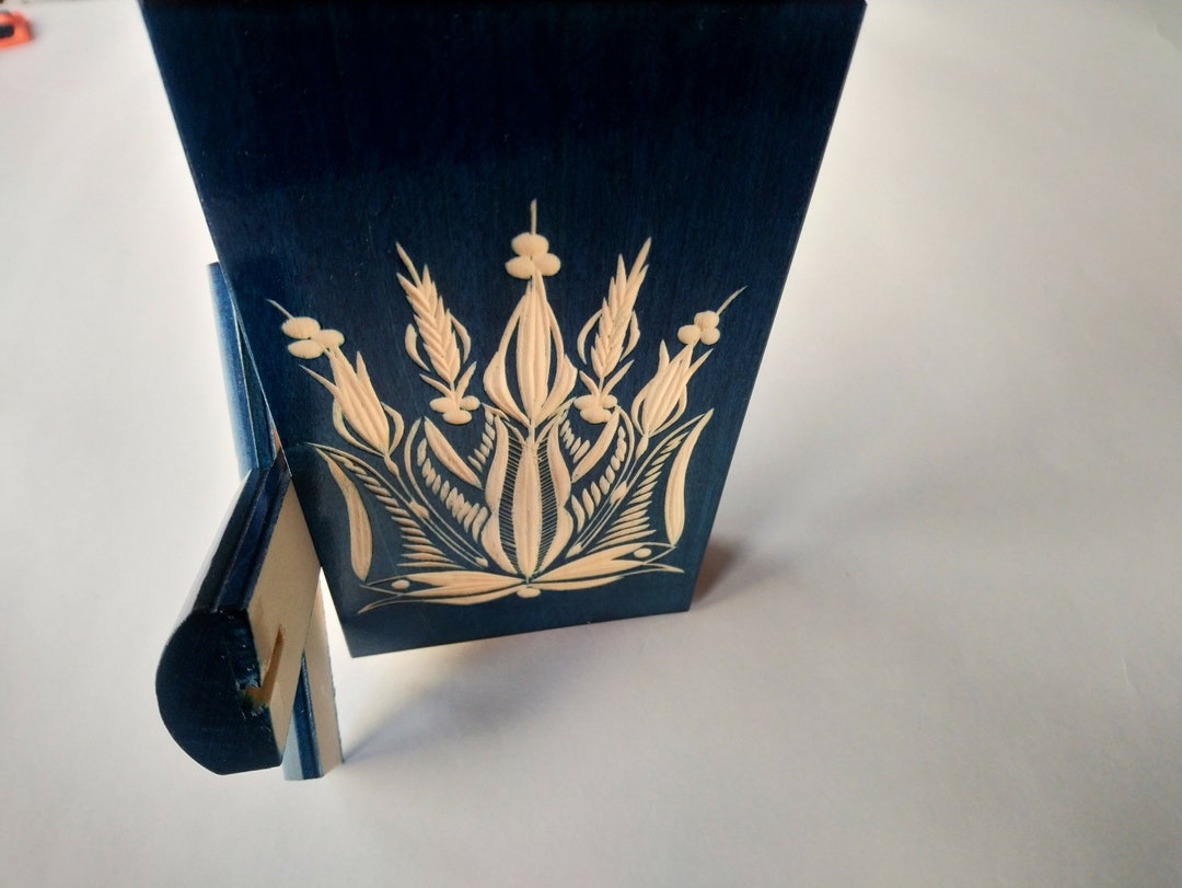 Magic Special Puzzle Book Box Blue With Secret Compartment Inside Surprise Handmade Wooden