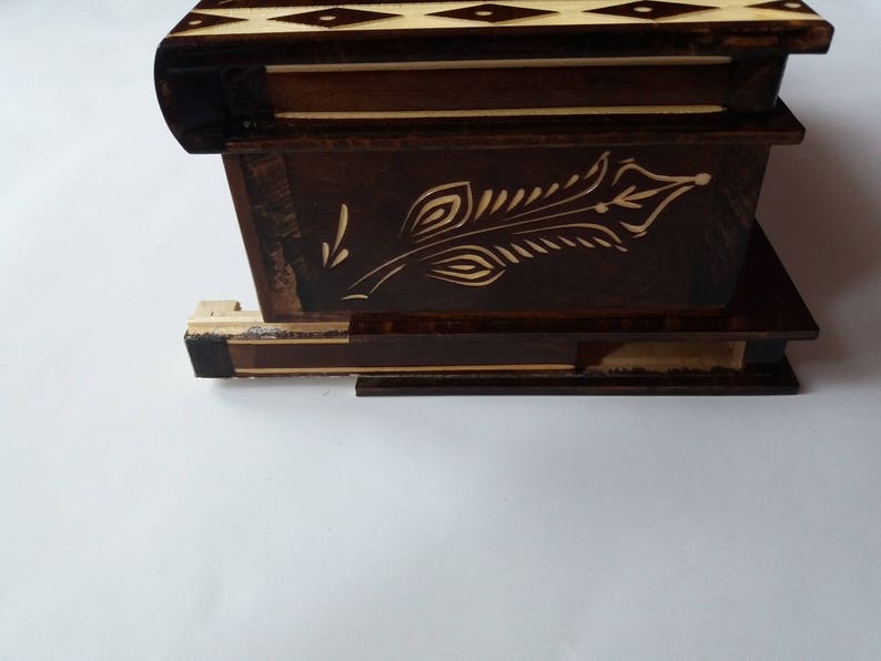 Huge puzzle box magic box jewelry box premium treasure gift new big box brown handmade secret case carved wooden storage box brain teaser