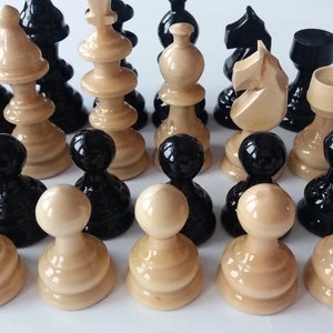 New beautiful handmade,handcrafted hazel wood chess piece set black color King is 3.11 inch or 7.9 cm image 3