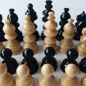 New beautiful handmade,handcrafted hazel wood chess piece set black color King is 3.11 inch or 7.9 cm image 2