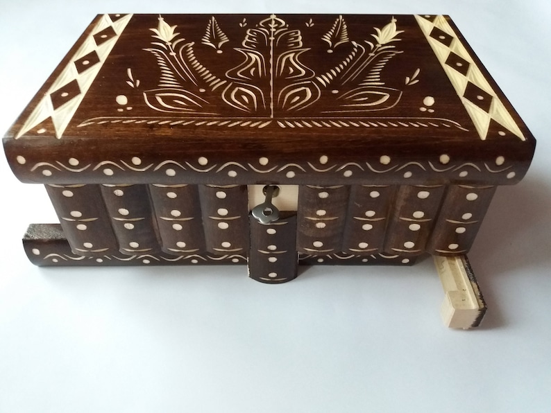 Huge puzzle box magic box jewelry box premium treasure gift new big box brown handmade secret case carved wooden storage box brain teaser