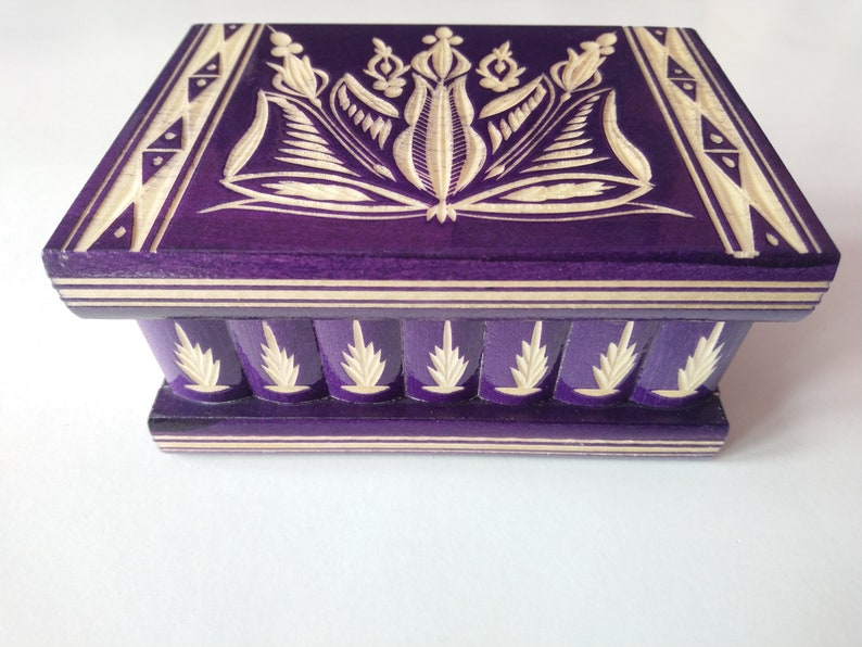 Puzzle box jewelry box magic box new violet wooden mystery box,secret box,tricky box,handcarved wooden box,perfect gift
