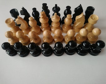 New beaufiful handcraft hazel wood special wooden chess pieces set, King is 2.24 in or 5.7 cm black