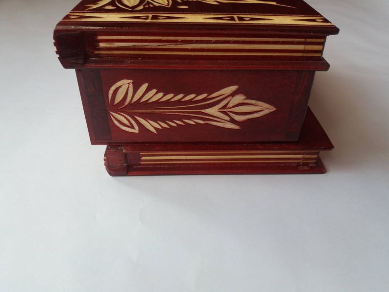 Huge puzzle box,magic box,red carved jewelry box, wizard mystery box,secret box,tricky box,carved wooden box,perfect Valentine's gift image 2