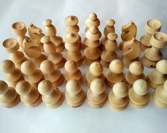 New unlaquered unpainted 32 chesspieces, unfinished natural chesspiece set , King is 5.7 cm