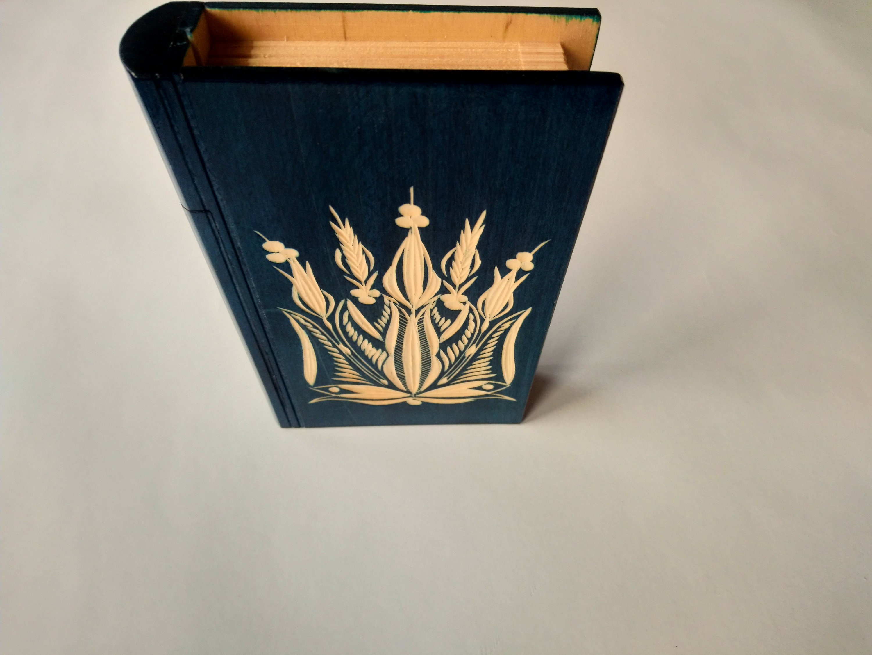 Magic special puzzle book box blue with secret compartment Etsy